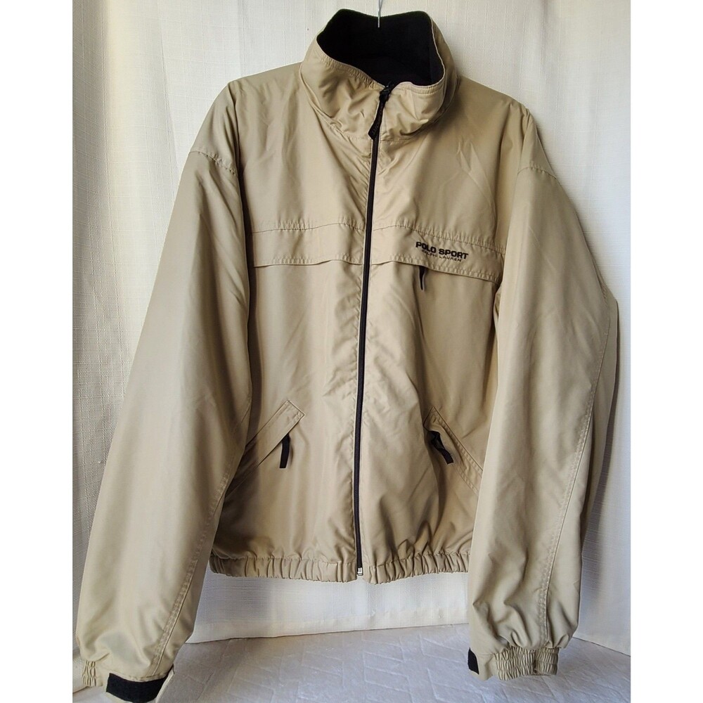 Vintage Polo Sport Ralph Lauren Jacket Mens XL Tan Fleece Lined 90s Y2K